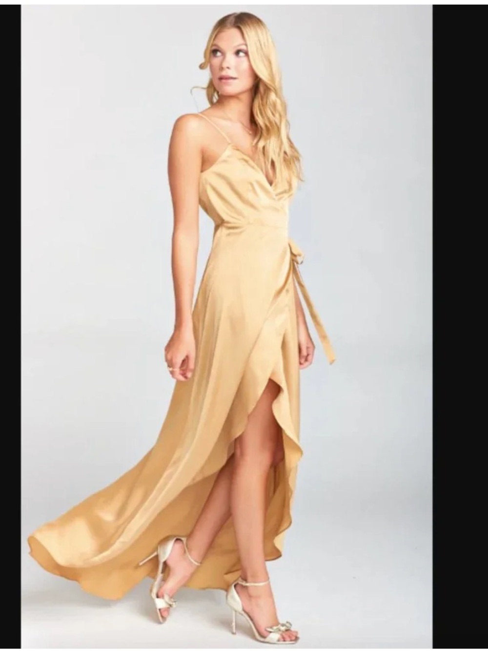 Women’s Wrap Maxi Dress in Gold-Medium